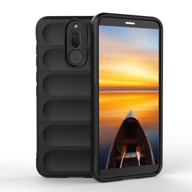 Black TPU phone case with raised edges, camera cutout, and rugged grip texture.