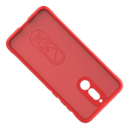 Red TPU phone case back with camera openings and embossed icon