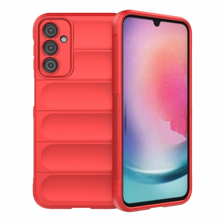 Red TPU phone case with raised ridged back and camera cutouts