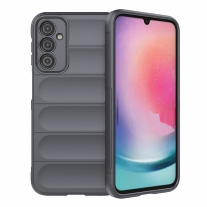 Dark gray TPU phone case with raised ridged back and camera cutouts