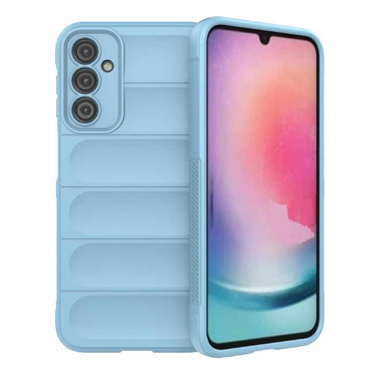 Light blue TPU phone case with raised ridged back and camera cutouts
