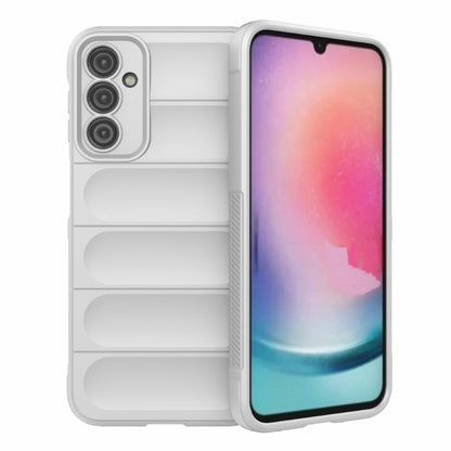 White TPU phone case with raised ridged back and camera cutouts