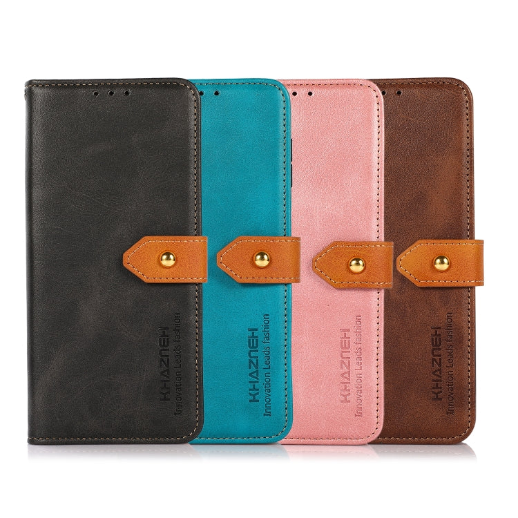 Flip leather phone cases in black, blue, rose, and brown with tan straps