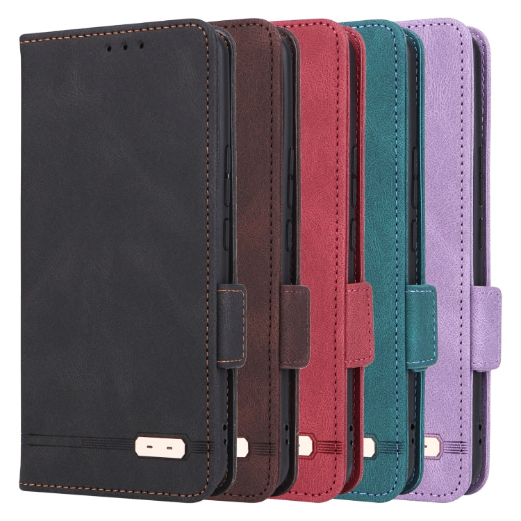 Set of multicolor flip leather phone cases with magnetic clasp and stitched edges.