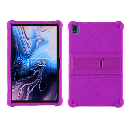 Purple silicone tablet protective case with fold-out stand and camera cutout