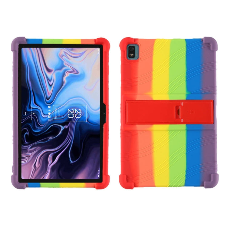 Multicolor silicone tablet protective case with fold-out stand and camera cutout
