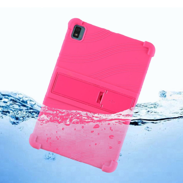 Pink silicone tablet case with water-splash effect, camera and port cutout