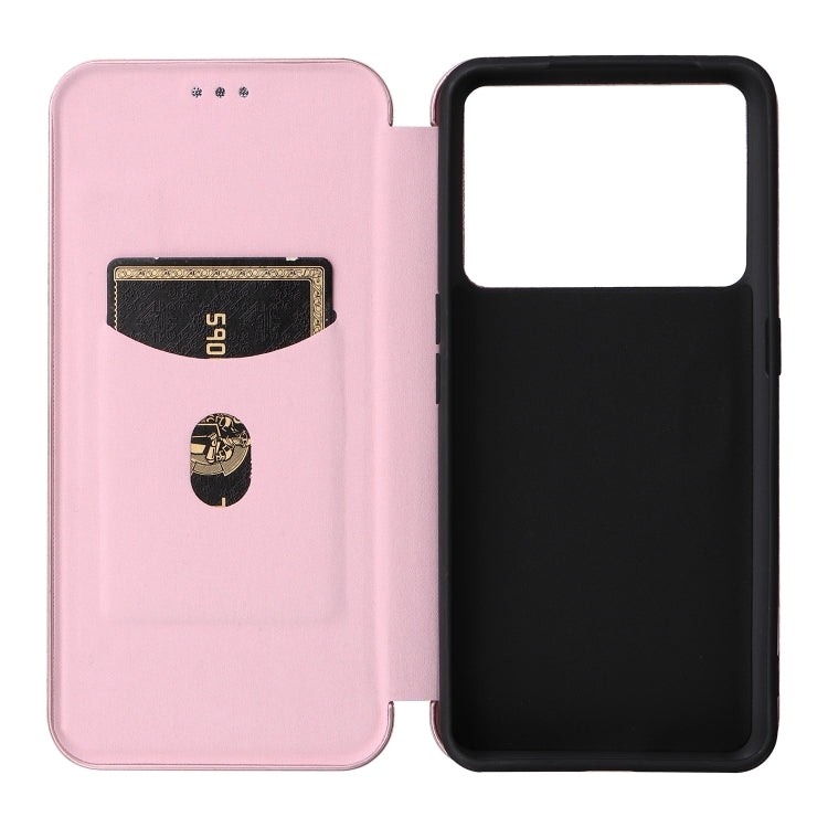 Pink leather-style flip case interior with card slot pocket and magnetic latch