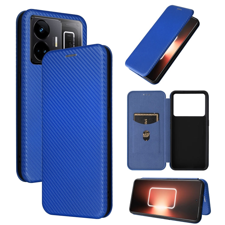 Blue carbon fiber textured flip leather phone case with card slot and magnetic flap