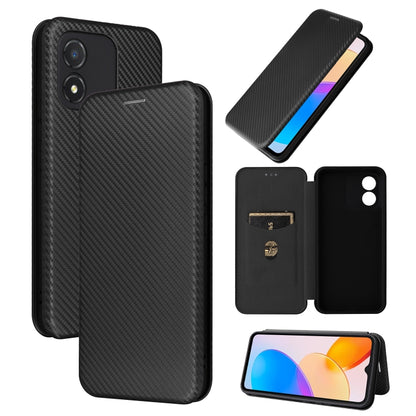 Black carbon fiber flip leather phone case, front and back with inner card holder