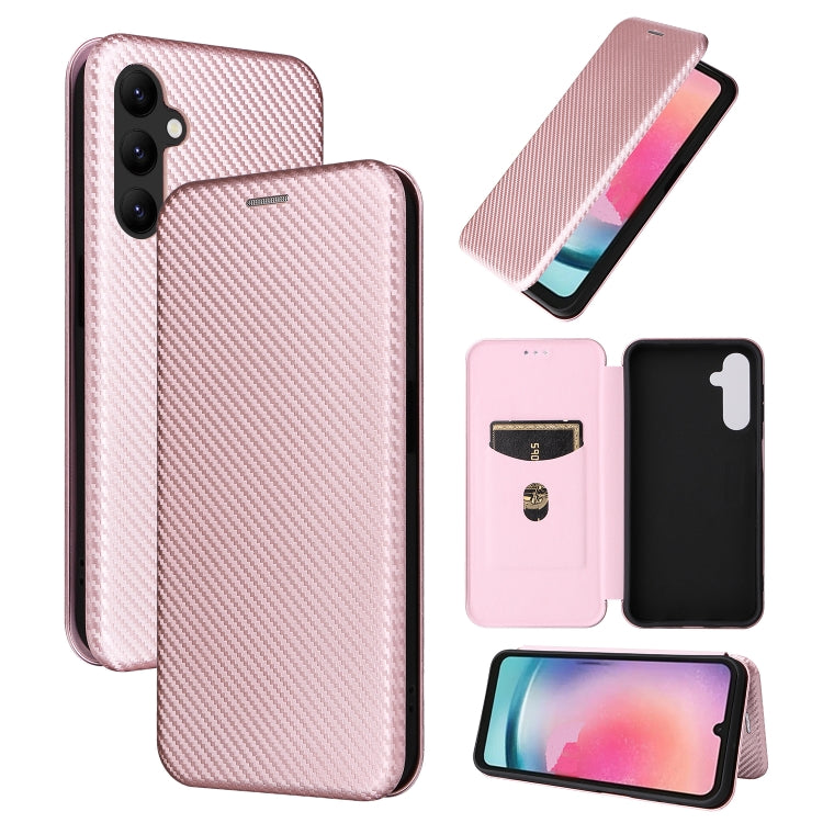 Pink carbon-fiber texture flip phone case with card slot and screen-opening front