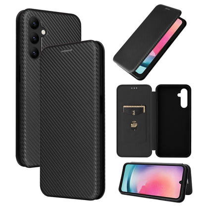 Black carbon fiber textured flip leather phone case with magnetic front cover