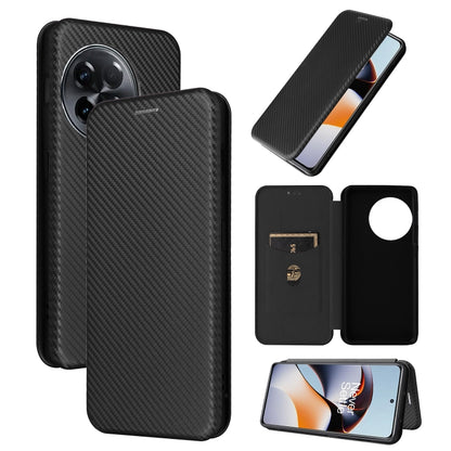 Black carbon fiber textured flip leather phone case with camera cutout and card pocket