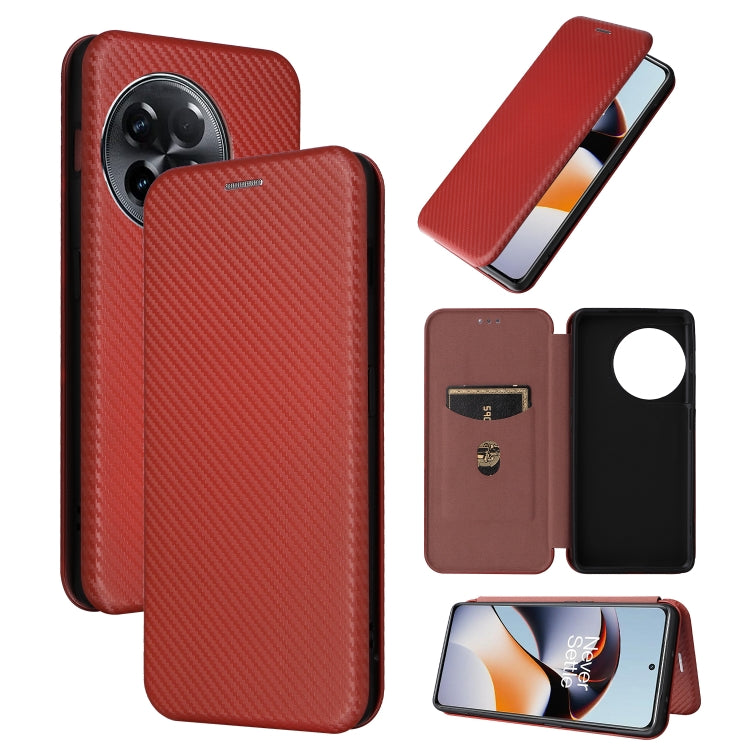 Red flip phone case with carbon fiber texture, side profile and open case.