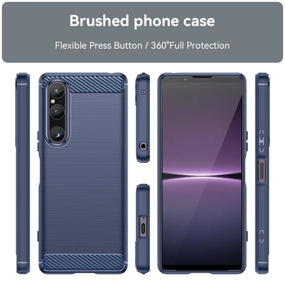 Blue phone case set with brushed texture, camera cutout, and side button openings