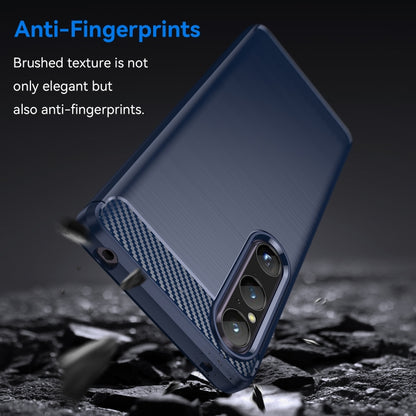 Blue phone case with brushed texture and raised camera area, anti-fingerprint finish