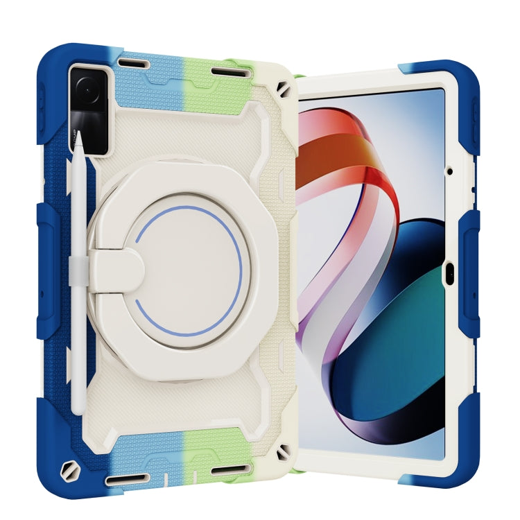 Tablet case with circular kickstand ring, blue-and-white contrast, for Xiaomi Redmi Pad