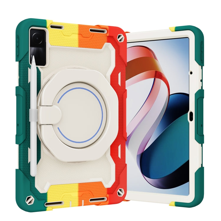 Tablet case with circular kickstand ring, green and red contrast, for Xiaomi Redmi Pad