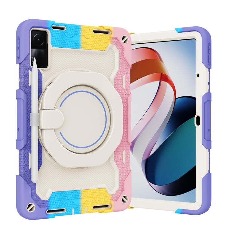 Tablet case with circular kickstand ring, purple-and-pink contrast, for Xiaomi Redmi Pad