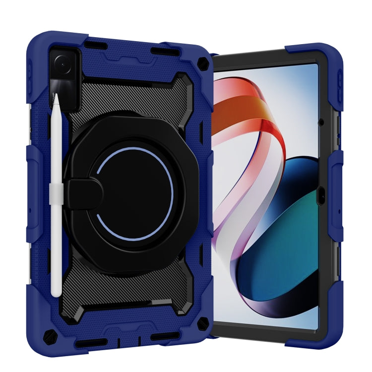 Tablet case with circular kickstand ring, navy blue-and-black contrast, for Xiaomi Redmi Pad