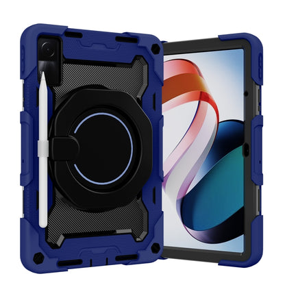 Tablet case with circular kickstand ring, navy blue-and-black contrast, for Xiaomi Redmi Pad