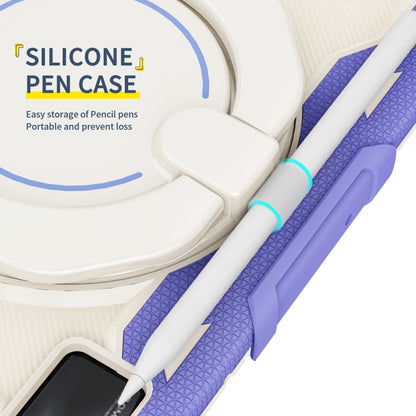Silicone pen case with stylus slot, purple cover with diamond texture, matching tablet case