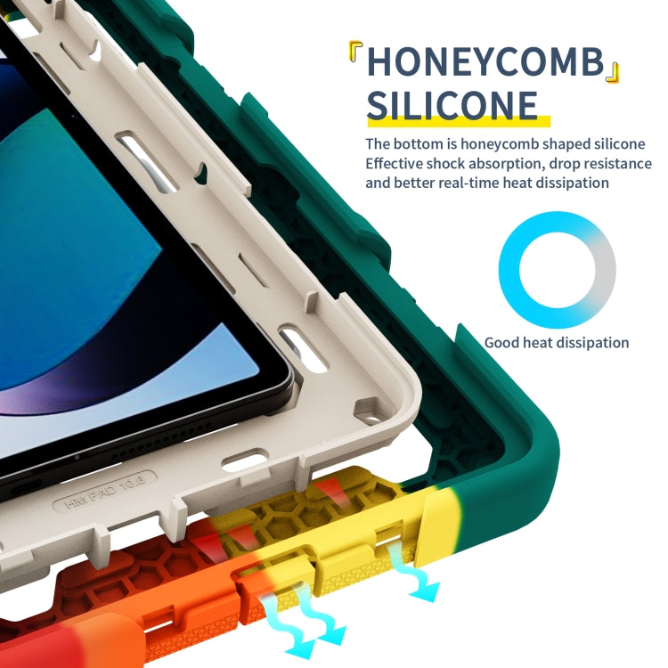 Tablet case corner with honeycomb silicone texture and cutouts along the edge