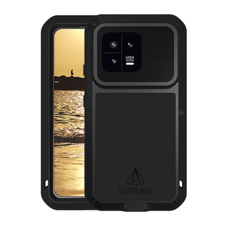 Black metal shockproof waterproof phone case with camera cutout and screen cover