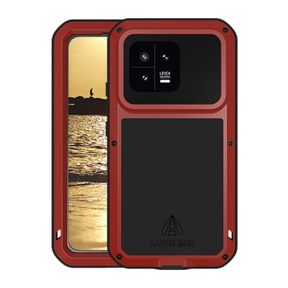 Red metal shockproof waterproof phone case with camera cutout and screen cover