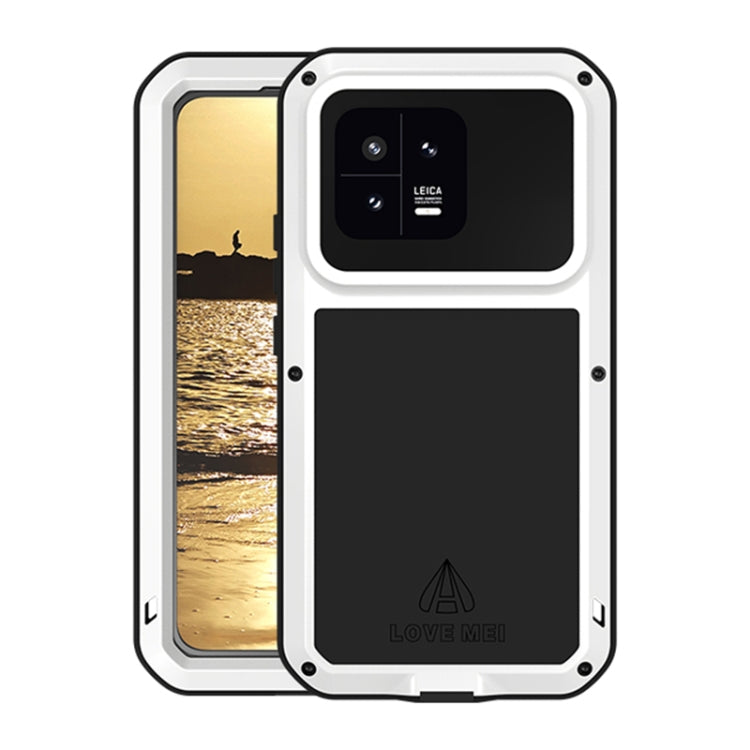 White metal shockproof waterproof phone case with camera cutout and screen cover