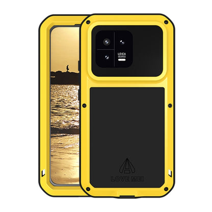 Yellow metal shockproof waterproof phone case with camera cutout and screen cover