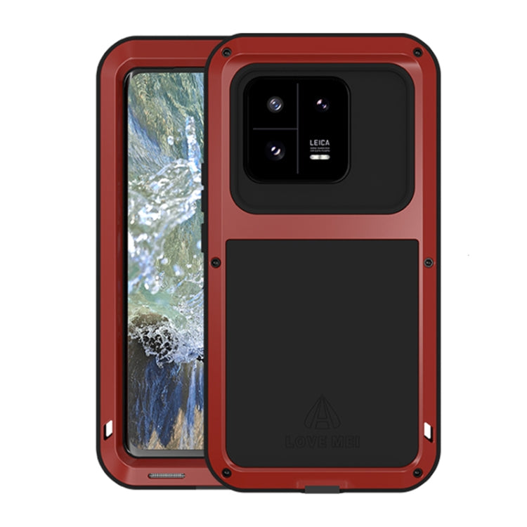 Red metal shockproof waterproof phone case with camera cutout and front screen cover