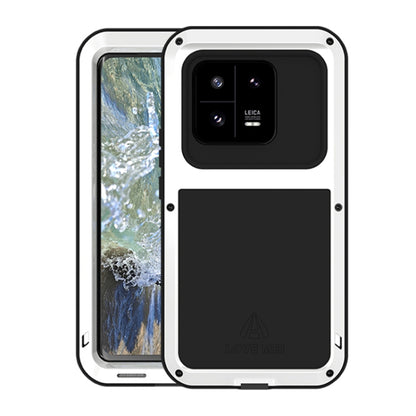 White metal shockproof waterproof phone case with camera cutout and front screen cover