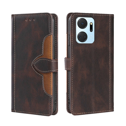 Brown leather magnetic buckle phone case with flip cover and card slot