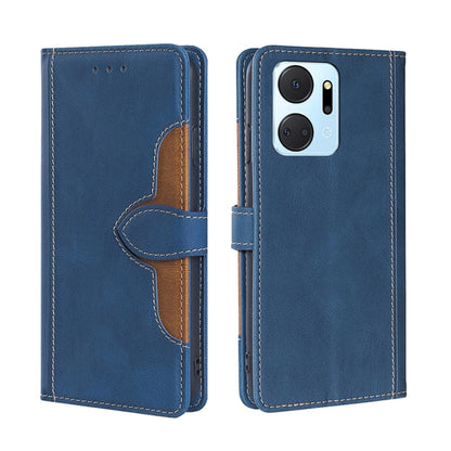 Blue leather magnetic buckle phone case with flip cover and card slot