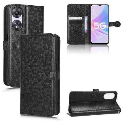Black honeycomb dot leather phone wallet case with card slots and magnetic flap