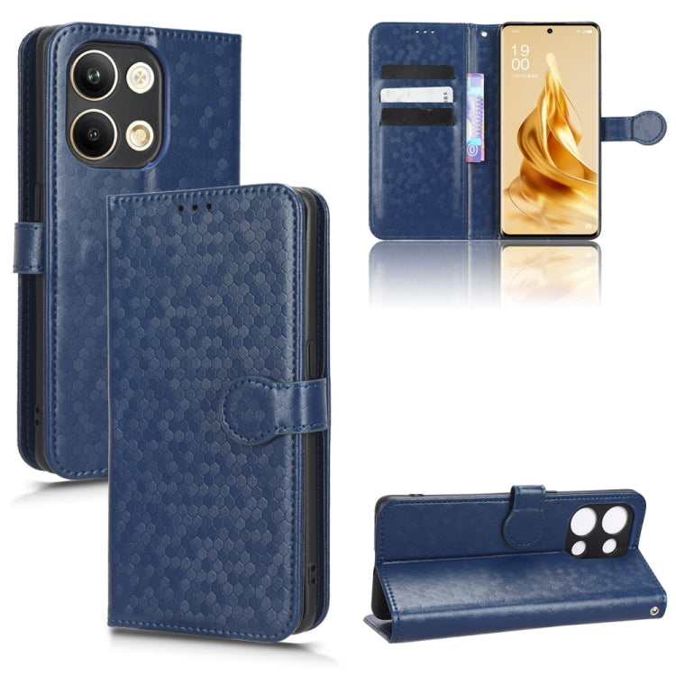 Blue honeycomb dot leather wallet phone case with flip cover and front card holder