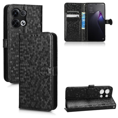 Black honeycomb dot leather phone wallet case with card slots and magnetic flap