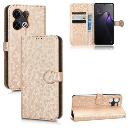 Beige honeycomb dot leather wallet case with card slots and magnetic folio cover