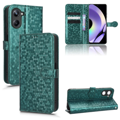 Honeycomb dot leather phone case, teal folio with honeycomb texture, card slots, flip cover