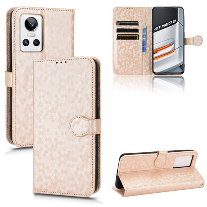 Beige honeycomb dot leather phone wallet case with card slots and magnetic closure