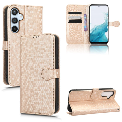 Beige honeycomb dot leather wallet phone case with folio flap and card slots
