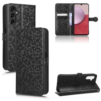 Black honeycomb dot leather folio case with wallet card holder and stand cover
