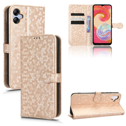 Beige honeycomb dot leather wallet phone case with folio flap and card slots