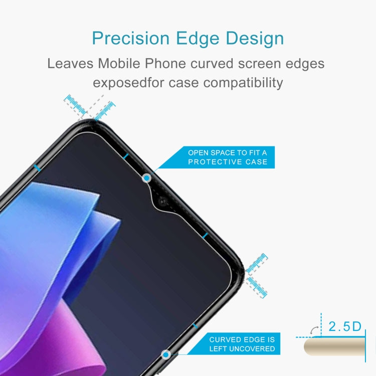 Tempered glass screen protector film for curved phone edges, case-friendly cutouts