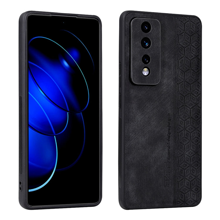 3D embossed skin-touch phone case, black with geometric embossed pattern, camera cutouts