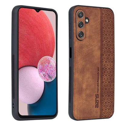 3D embossed skin-touch phone case, brown with geometric pattern, camera module protected