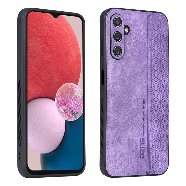 3D embossed skin-touch phone case, purple geometric pattern, camera cutouts on back