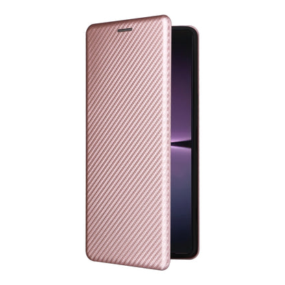 Carbon Fiber Texture Flip Leather Phone Case, For Sony Xperia 1 V, For Sony Xperia 10 V