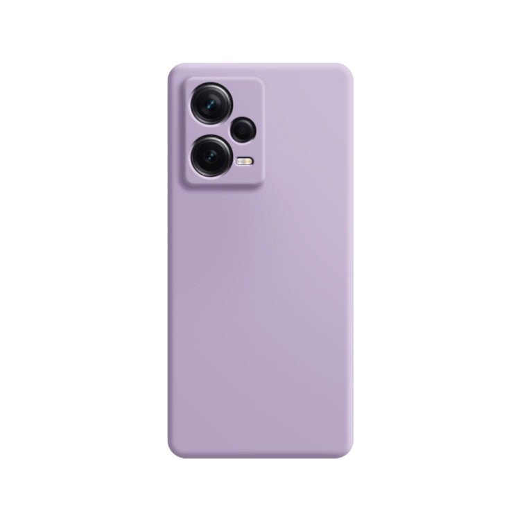Imitation liquid silicone phone case, purple with dual camera cutouts on back.